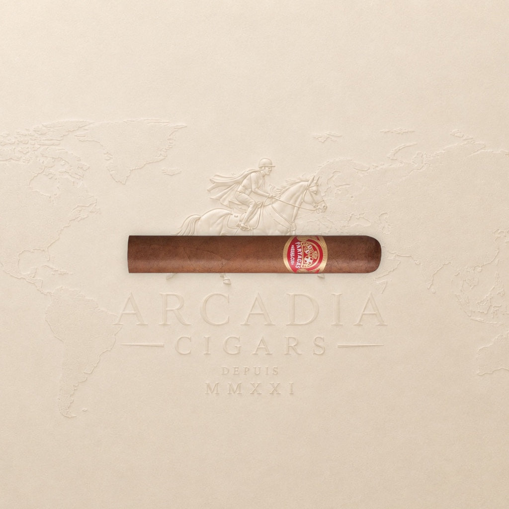 Arcadia Cigars Partagas Shorts, a compact Cuban cigar with a reddish-brown wrapper and a bold, full-bodied flavor profile.