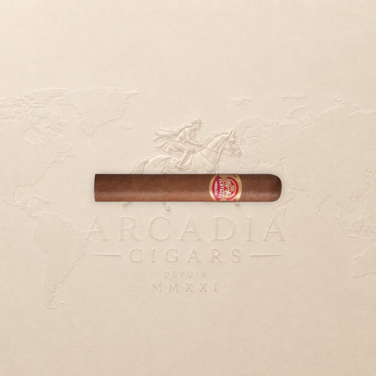 Arcadia Cigars Partagas Shorts, a compact Cuban cigar with a reddish-brown wrapper and a bold, full-bodied flavor profile.