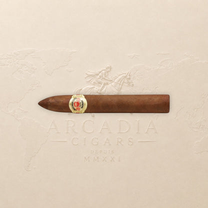 Arcadia Cigars Diplomaticos No.2 torpedo cigar, medium-to-full bodied with cedar and coffee notes.