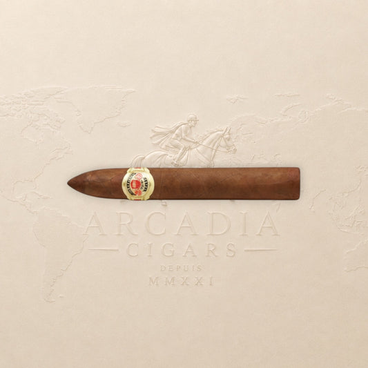 Arcadia Cigars Diplomaticos No.2 torpedo cigar, medium-to-full bodied with cedar and coffee notes.