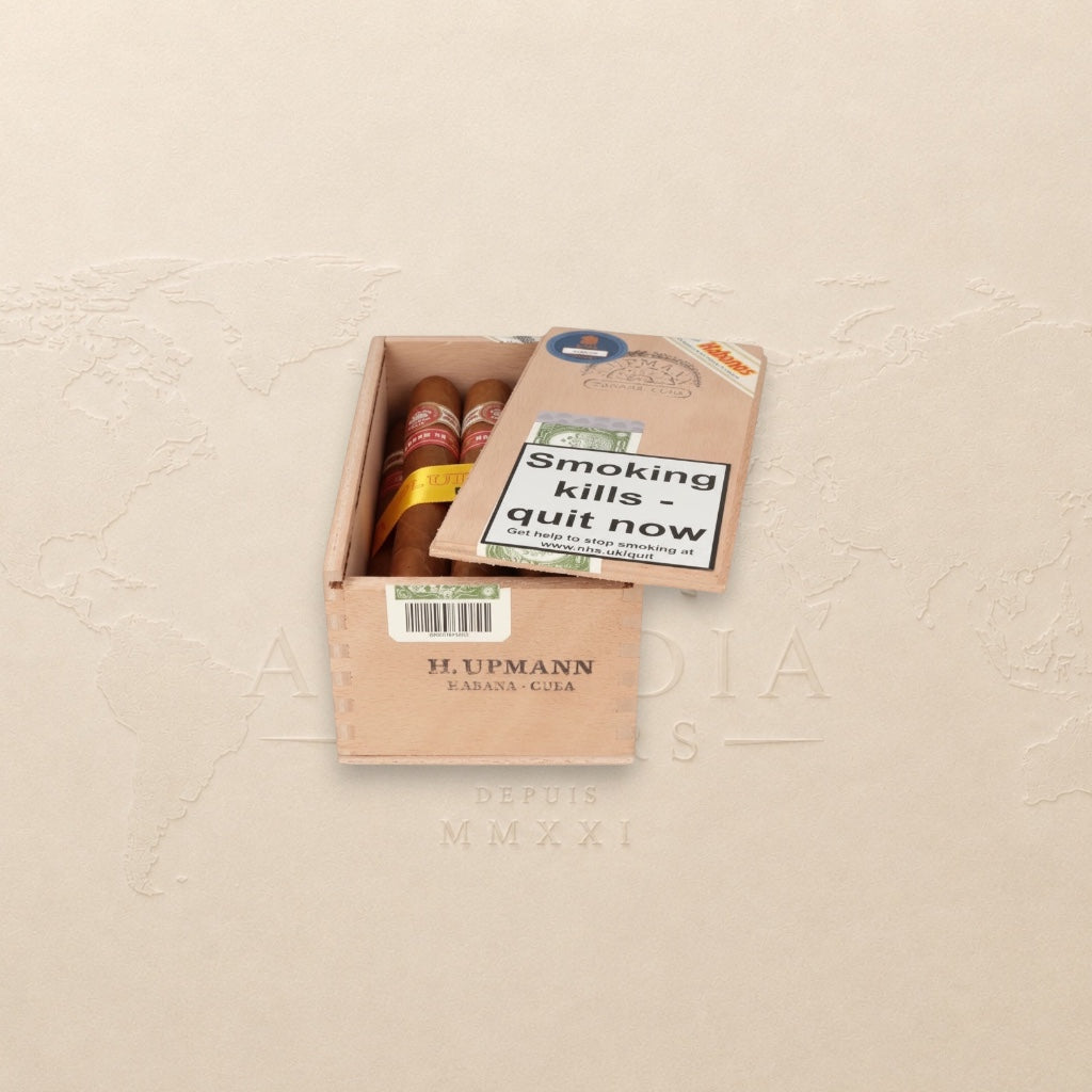 Arcadia Cigars H. Upmann Magnum 50 box of 25 Cuban cigars. Medium-bodied with cedar and cocoa notes.