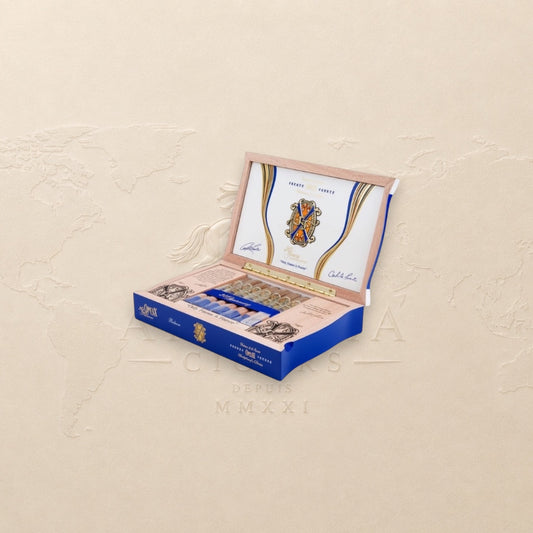 Arcadia Cigars Arturo Fuente Opus X 20 Years Believe cigar box. Full-bodied, handcrafted Dominican cigars.