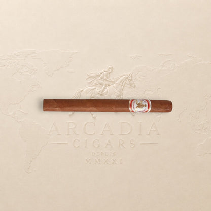 Arcadia Cigars Hoyo de Monterrey Double Coronas Cuban cigar, light to medium strength, 7.6" long.