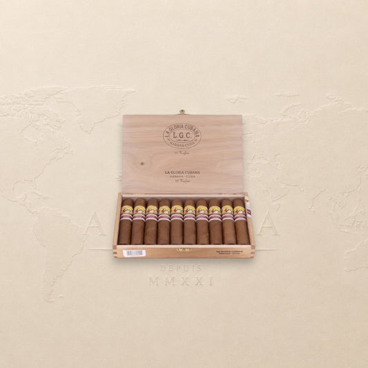 Arcadia Cigars La Gloria Cubana Unifree 2018 box of 10 medium-bodied Cuban cigars, Robusto Extra format.