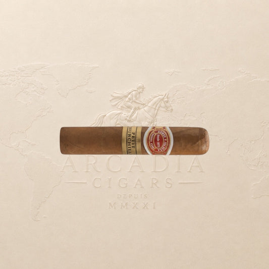 Arcadia Cigars Romeo y Julieta Petit Churchills cigar, medium strength, petit robusto format, 4" length, 50 ring gauge.
